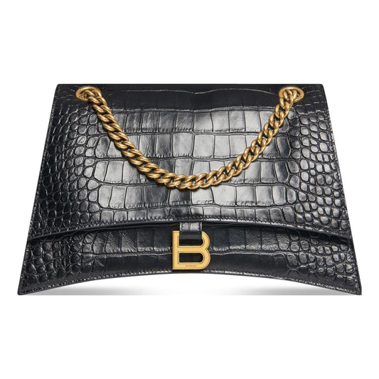 (WMNS) Balenciaga Crush Crocodile Medium Chain Bag 'Black' 716393210IX1000