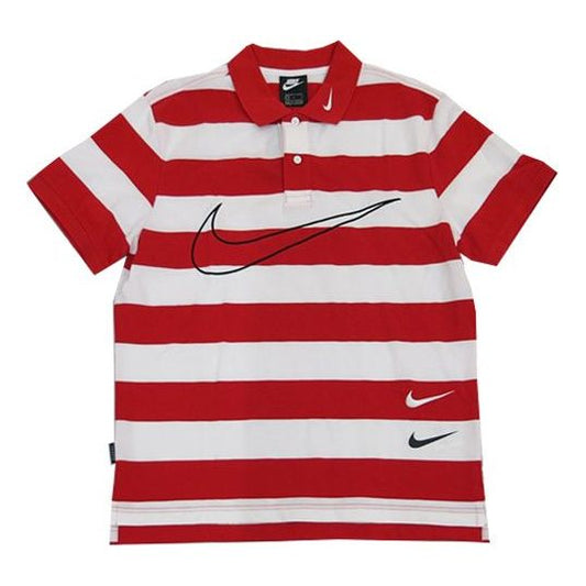 Nike Sportswear Swoosh Stripe Short Sleeve polo Red White Redwhite CJ4910-657