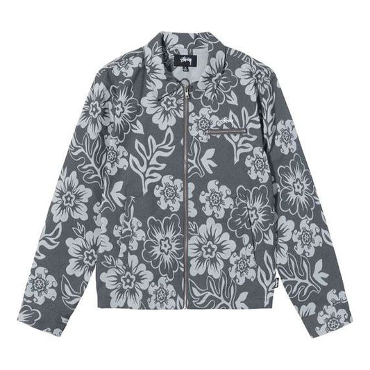 Stussy Hawaiian Zip Jacket Black Printing Zipper Unisex 115568