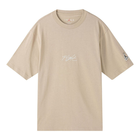 Men's Jordan Flight Essentials Embroidered Logo Sports Round Neck Short Sleeve Apricot Color T-Shirt DA9890-245