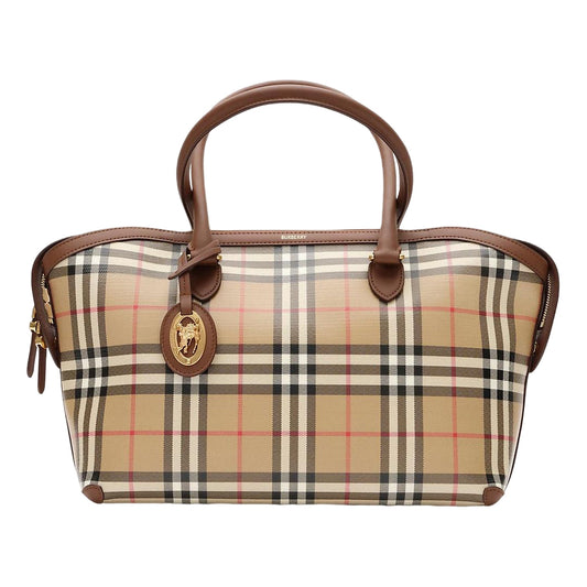 (WMNS) Burberry Small Check Zip Tote ‘Archive beige' 81290481