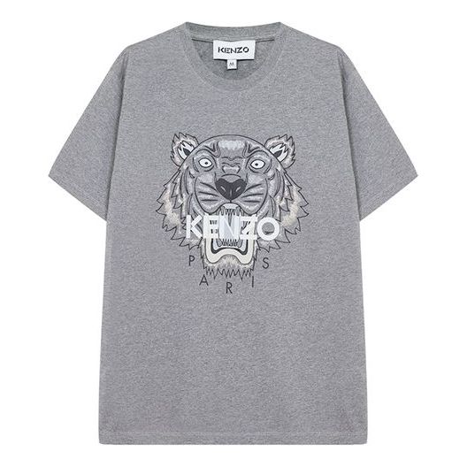Men's KENZO Printing Round Neck Short Sleeve Gray FB65TS0204YA-95