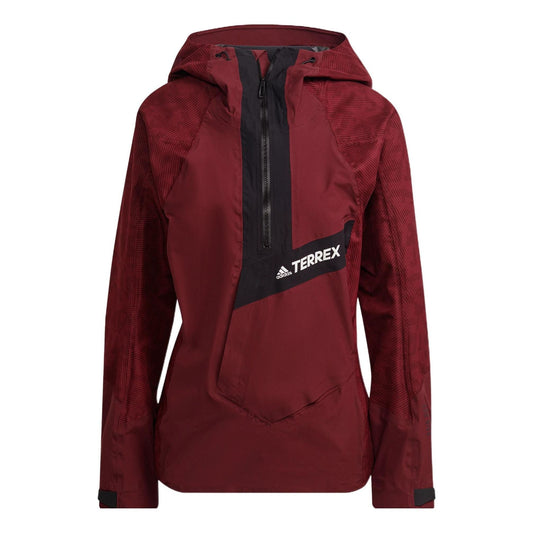 (WMNS) adidas Terrex Techrock RAIN.RDY Waterproof Jacket Asia Sizing 'Burgundy Black' HE2295
