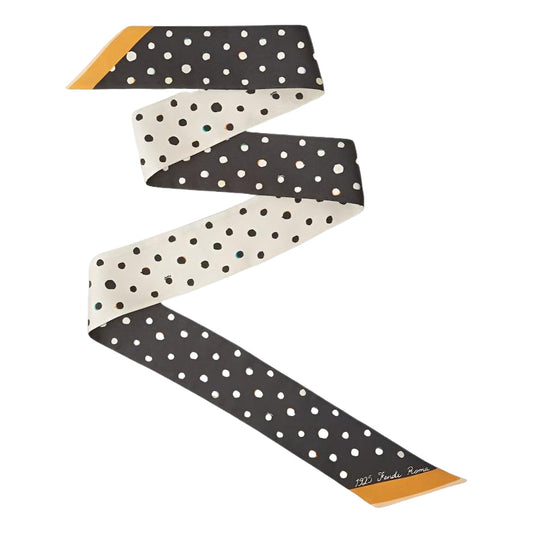 (WMNS) Fendi SS26 Wrappy Falena Dots Silk Scarf 'Black White' FXT011AWEYF0ZE7