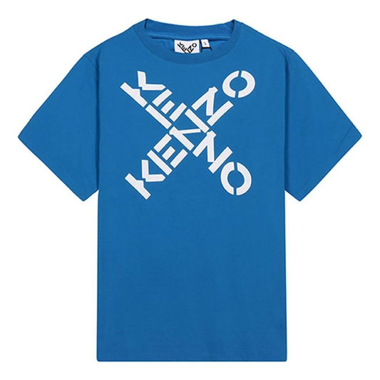 Men's KENZO SS21 Logo Alphabet Printing Short Sleeve Blue FA65TS5024SJ-69