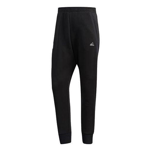 adidas Wj Pt Kn Swt logo Casual Loose Bundle Feet Sports Pants Black FJ0198
