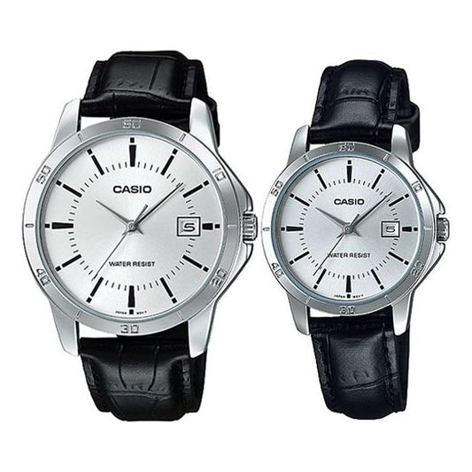 CASIO Couple Quartz Waterproof Unisex Mens Black Analog MTP-V004L-7A&LTP-V004L-7A