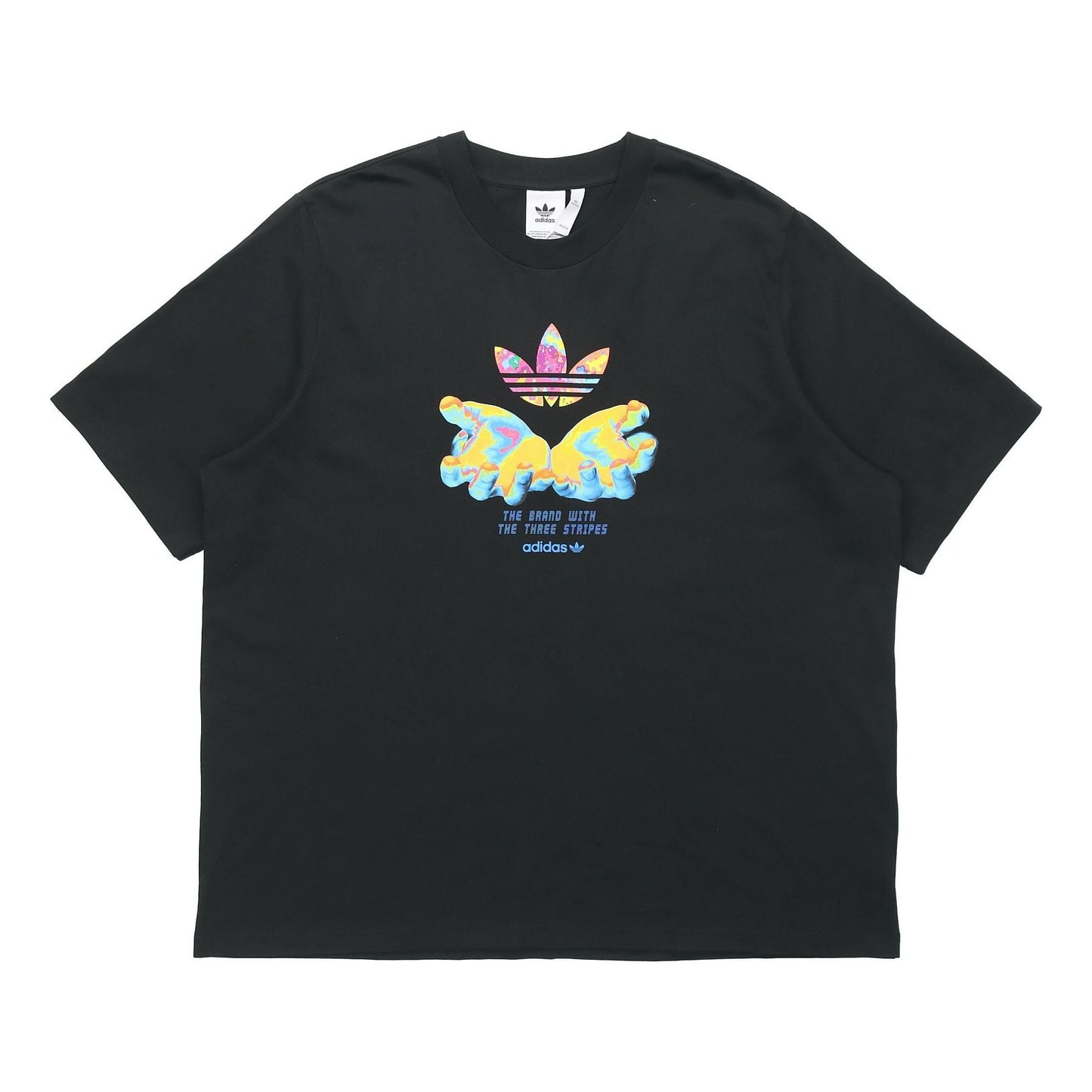 adidas originals Graphic Tee Retro Pattern Printing Sports Short Sleeve Black GK7182