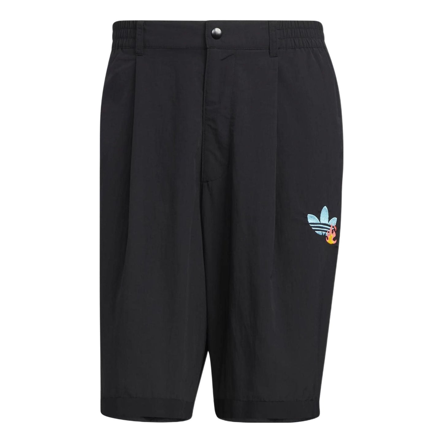 Men's adidas originals Y2K Shorts 2 Solid Color Logo Pattern Straight Sports Black HM8037