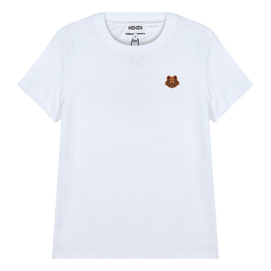 KENZO Small Tiger Head Embroidered Round Neck Short Sleeve White T-Shirt FA62TS8434SJ-01