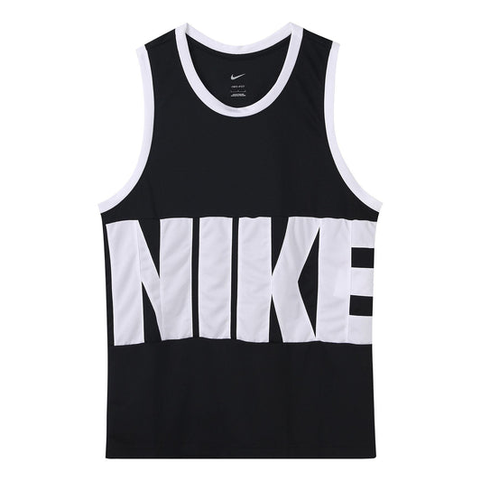 Men's Nike Large Logo Printing Sports Basketball Jersey/Vest Black DA1042-010