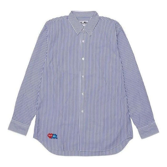 COMME des GARCONS PLAY FW25 Double Pixel Heart Shirt 'Blue White' AZ-B026-051-1