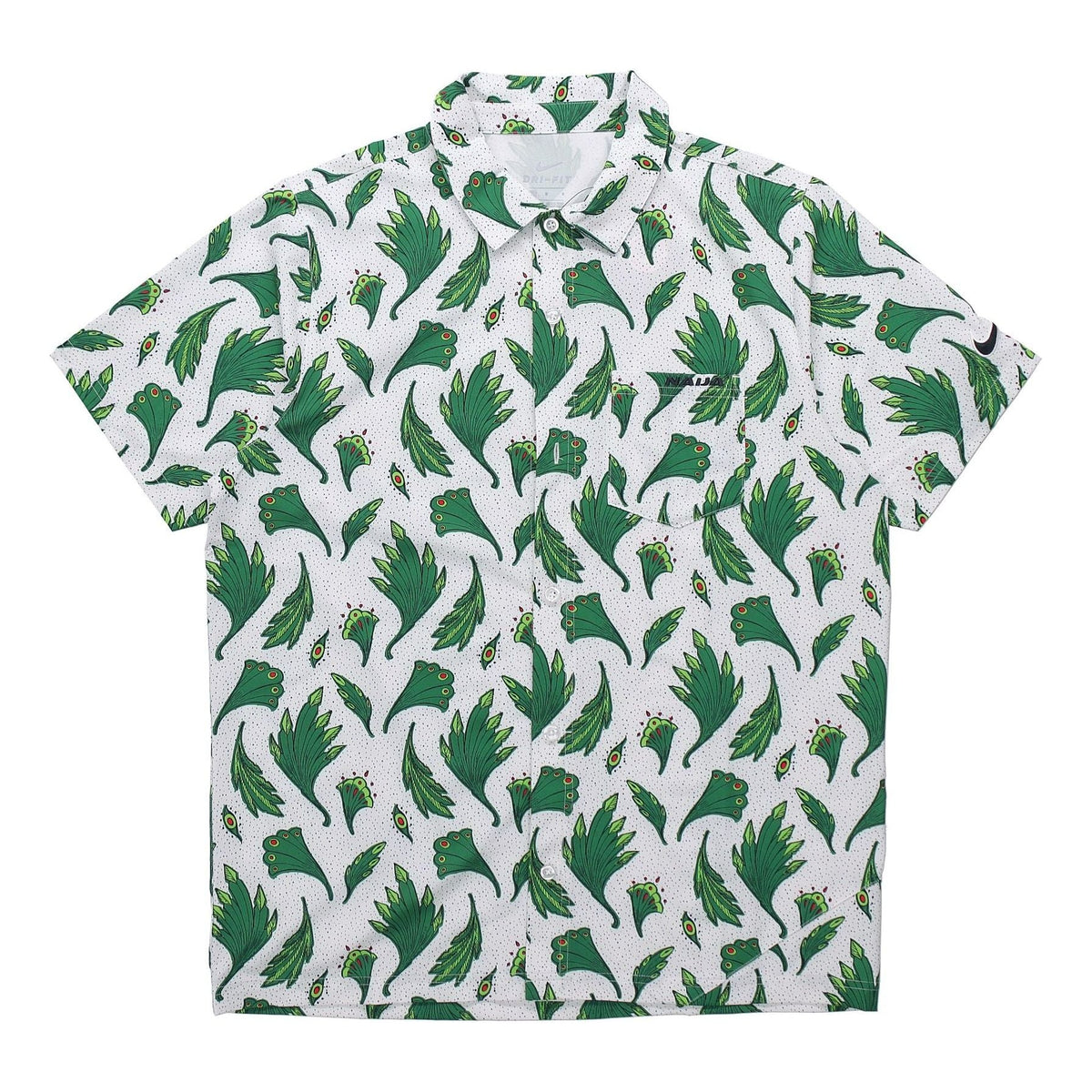 Men's Nike Nigeria Feather Printing Woven Short Sleeve White Shirt CU1417-100