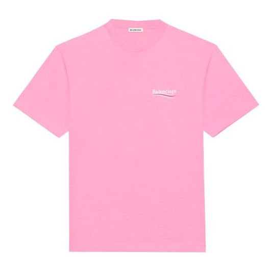 Balenciaga Political Campaign Logo Round-neck Tee Pink/Red 641655TJVF75713