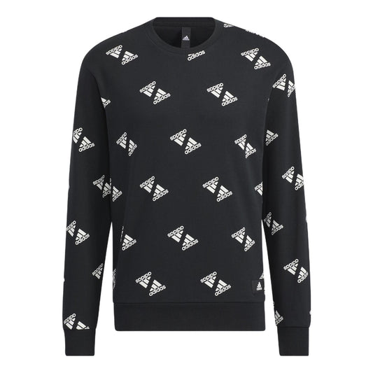 adidas Fi Bp1 Aop Swt Full Print Logo Sports Round Neck Pullover Black HE7447