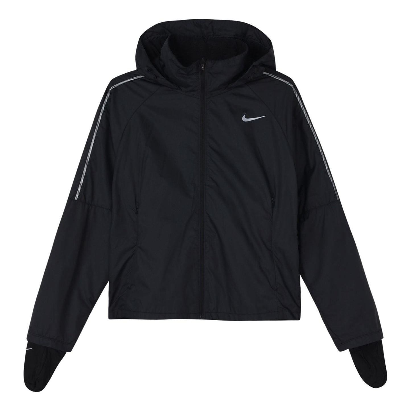 (WMNS) Nike Shield Running Breathable Windproof Sports Black Jacket CU3386-010