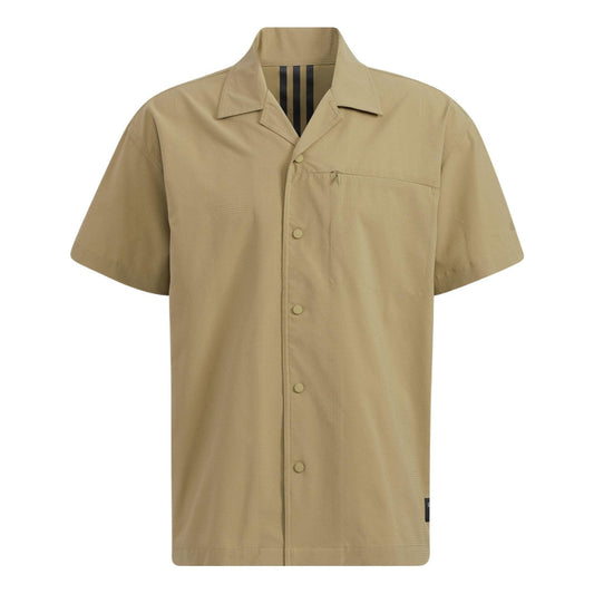 adidas originals Solid Color Sports Short Sleeve Shirt Khaki HD0028