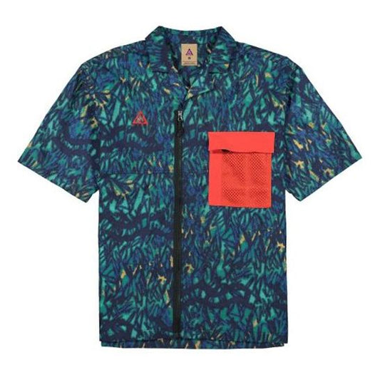 Nike x ACG ALL OVER Printing Shirt Blue / Orange CD7636-405