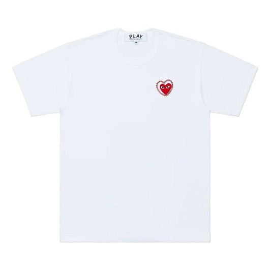 COMME des GARCONS PLAY SS25 Metalstone Heart T-Shirt 'White Red' AX-T802-051-2