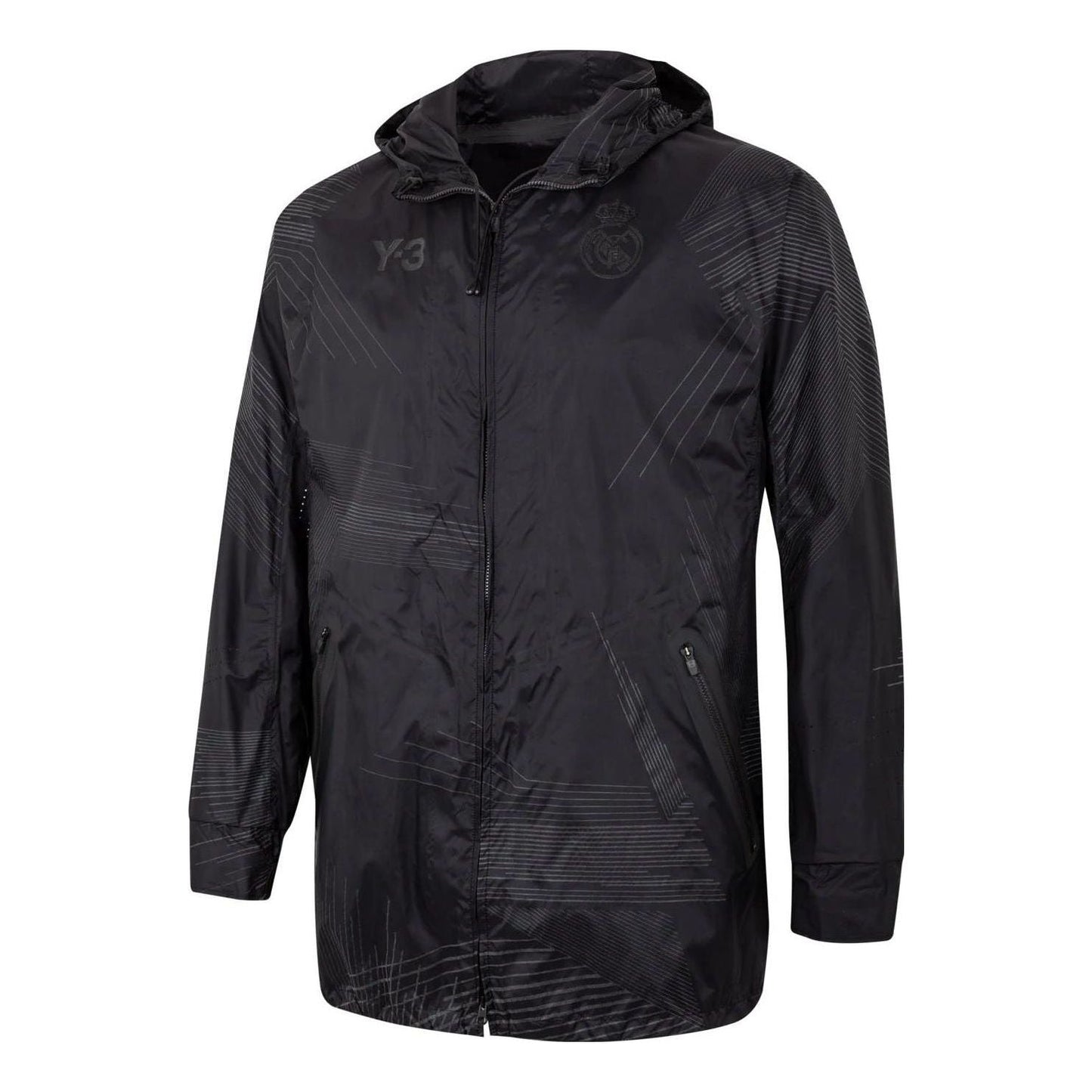 adidas x Y-3 Crossover real Madrid Full Print Stripe Logo Hooded Jacket Black HI0923