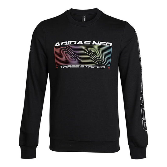 adidas neo Round Neck Alphabet Knit Pullover Black GM2306