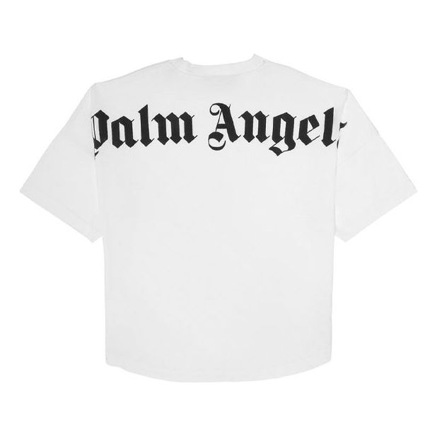 Men's PALM ANGELS Back Logo Alphabet Printing Short Sleeve White PMAA002E20JER0010110