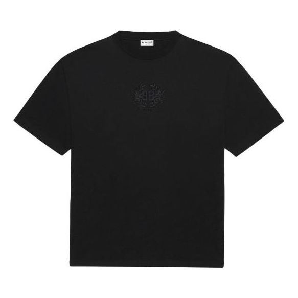 Balenciaga SS21 Logo Pattern Round Neck Short Sleeve Unisex Black 641655TKV711069