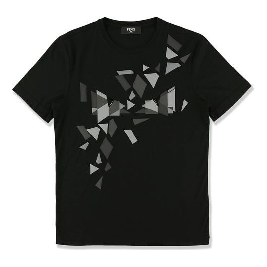 Men's FENDI Crew Neck Geometry Short Sleeve Black FAF532-AAY5-F0GME
