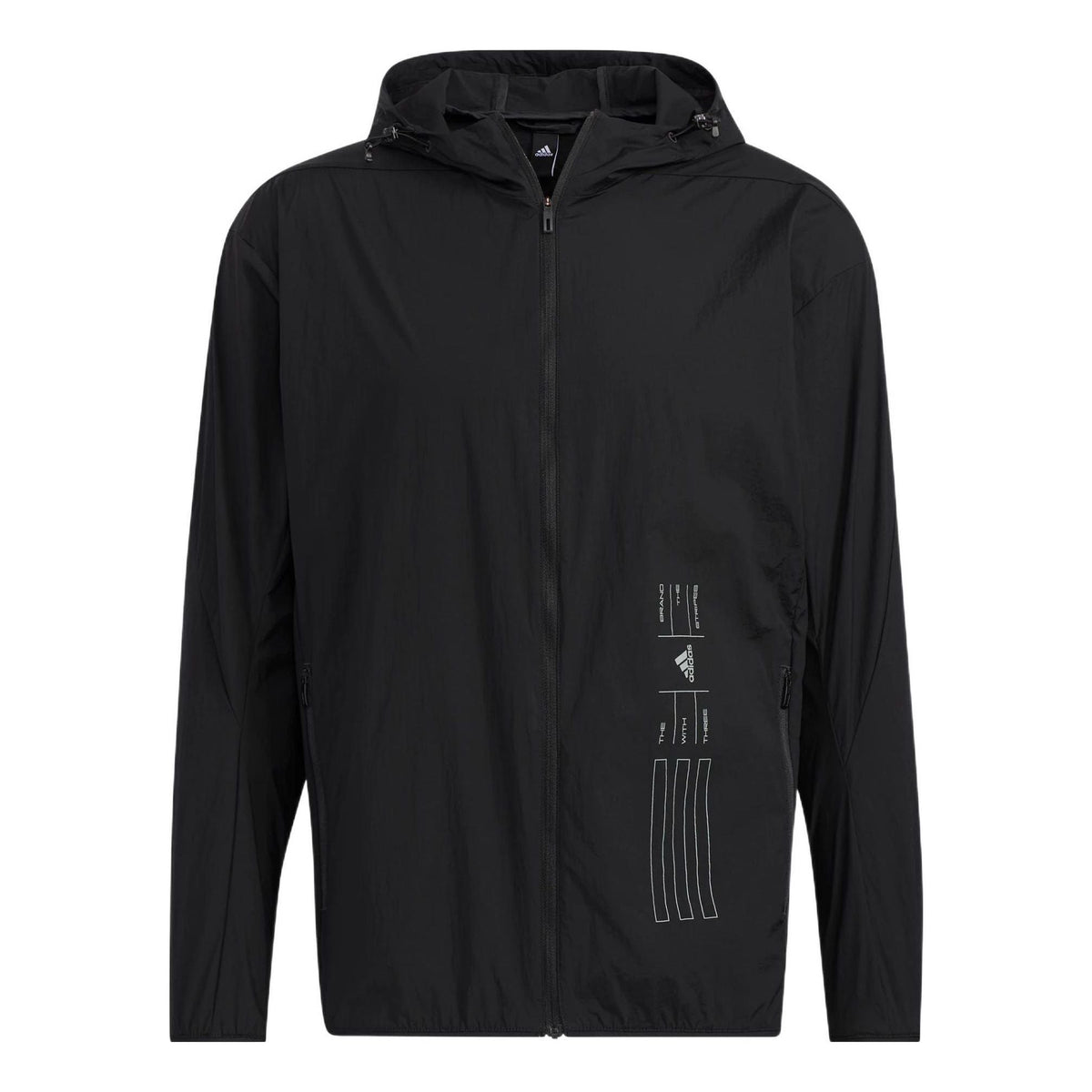 adidas Solid Color Sports Hooded Jacket Black HE9915