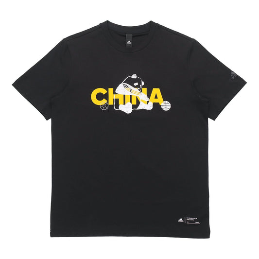 adidas China Tee M 2 Printed Crew Neck Short-sleeved Black GP1856