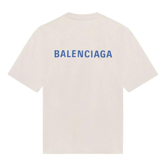 Balenciaga go Luxury Crew Neck Unisex Cotton Short Sleeves White 612966TIVG59055