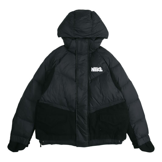 Nike x sacai Loose Splicing hooded Down Jacket 'Black' CT3269-010