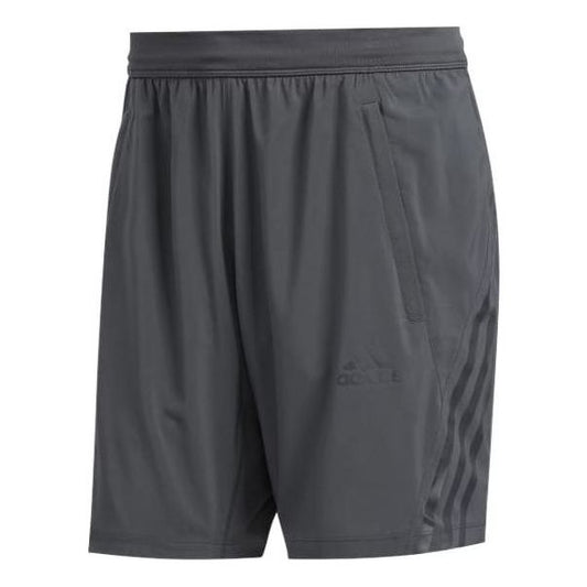 Men's adidas Logo Stripe Solid Color Gym Breathable Sports Shorts Gray FP7846