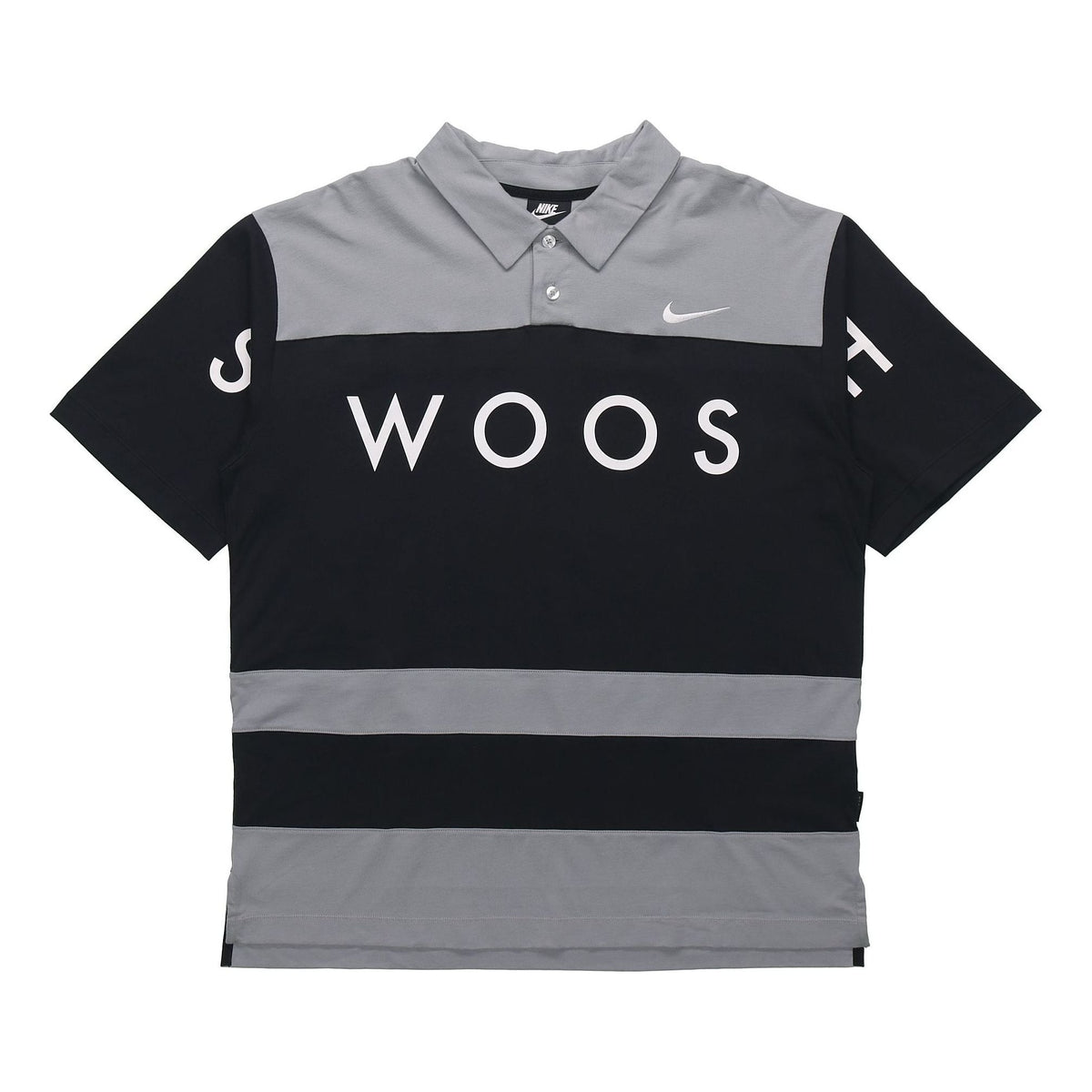 Nike Sportswear Swoosh Logo Printing Contrasting Colors Loose Polo Shirt Black DJ5370-010