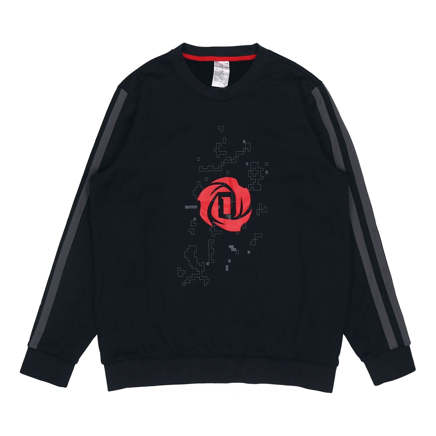 adidas Rose Crew Printing Fleece Lined Stay Warm Sports Round Neck Pullover Black GP4574
