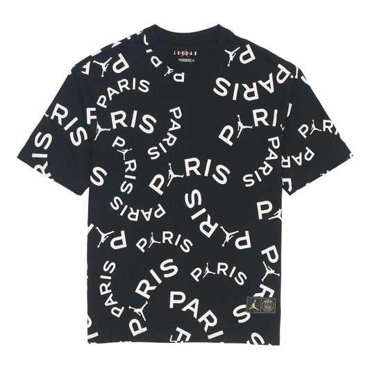 Air Jordan Paris Saint-Germain Jock Tag Alphabet Short Sleeve Black CK9788-010