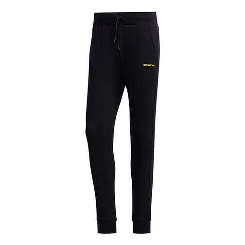 adidas neo M Faves Tp logo Bundle Feet Casual Sports Long Pants Black FU1046