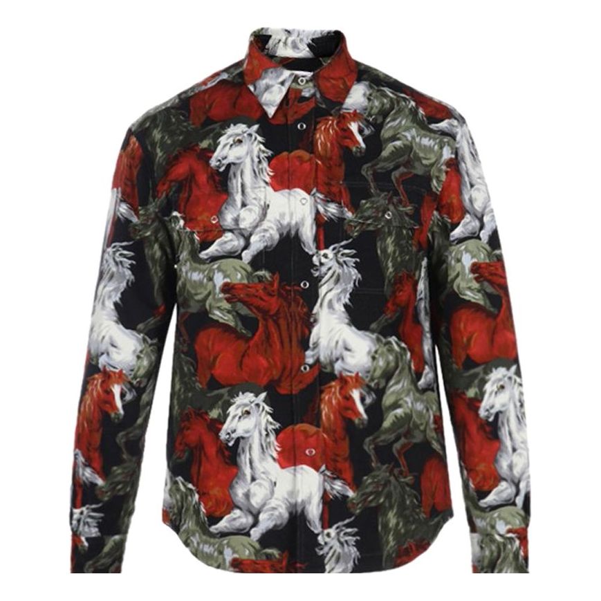 Men's KENZO FW20 Pattern Shirt Jacket Black Green FA65CH5059PF-17