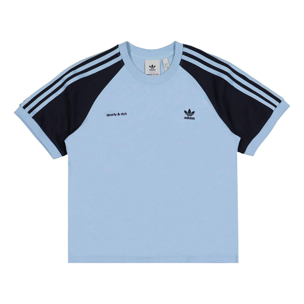 (WMNS) adidas x Sporty & Rich T-Shirt 'Light Blue Navy' IN5250