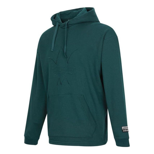 Men's adidas originals Logo Embroidered Solid Color Pullover Dark Green H11446