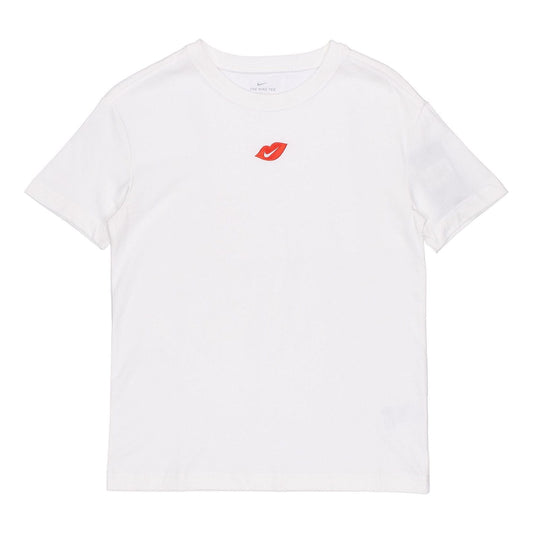 (WMNS) Nike Casual Sports Round Neck Flaming Lips Short Sleeve White T-Shirt DB9819-100