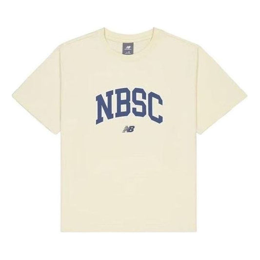 (WMNS) New Balance NBSC Cotton T-shirt Asia Sizing 'Beige Blue' AWT42313-CAU
