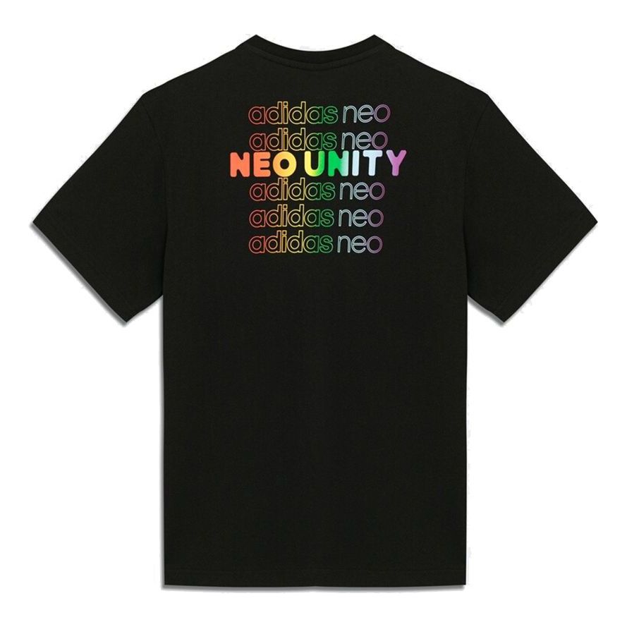 adidas neo U Pd Tee1 Multi-Color Logo Printing Sports Short Sleeve Couple Style Black H65034