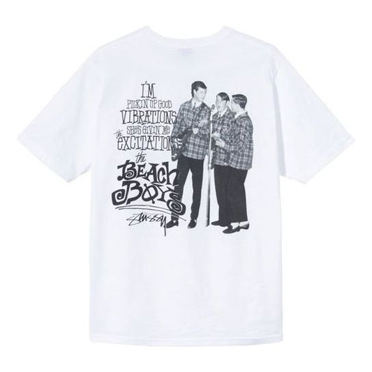 Men's Stussy The Beach Boy Band Portrait Short Sleeve Unisex White 3903704