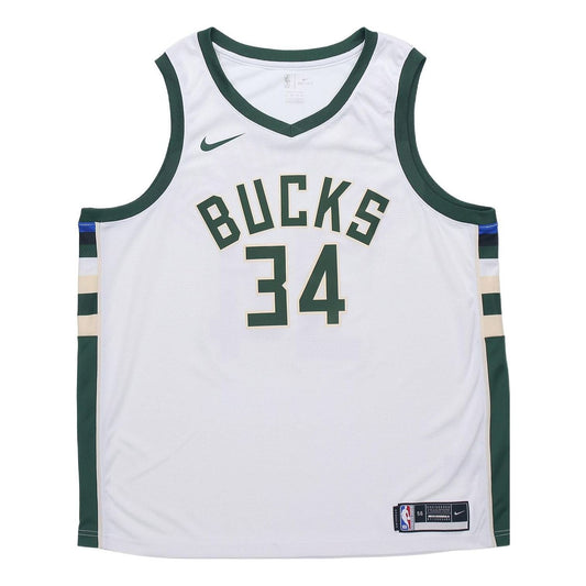 Nike NBA SW Fan Edition 20-21 Season Milwaukee Bucks Alphabet 34 Jersey 'White' CW3599-103