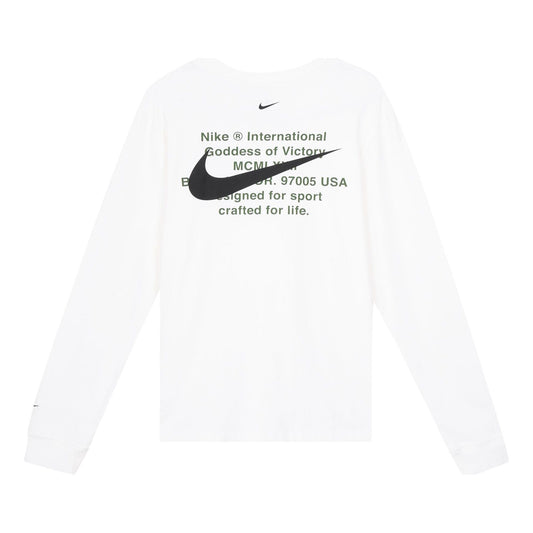 Nike MENS Swoosh Casual Sports Double-Hook Crew-neck Long Sleeve White DB6156-100