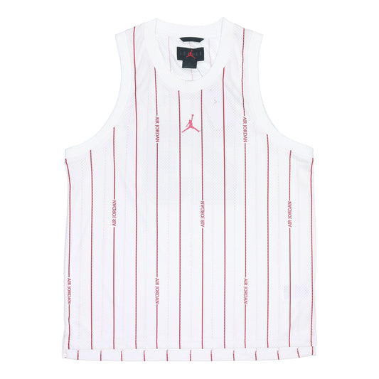 Air Jordan Stripe Logo Loose Breathable Mesh Sports Vest White DM1381-100