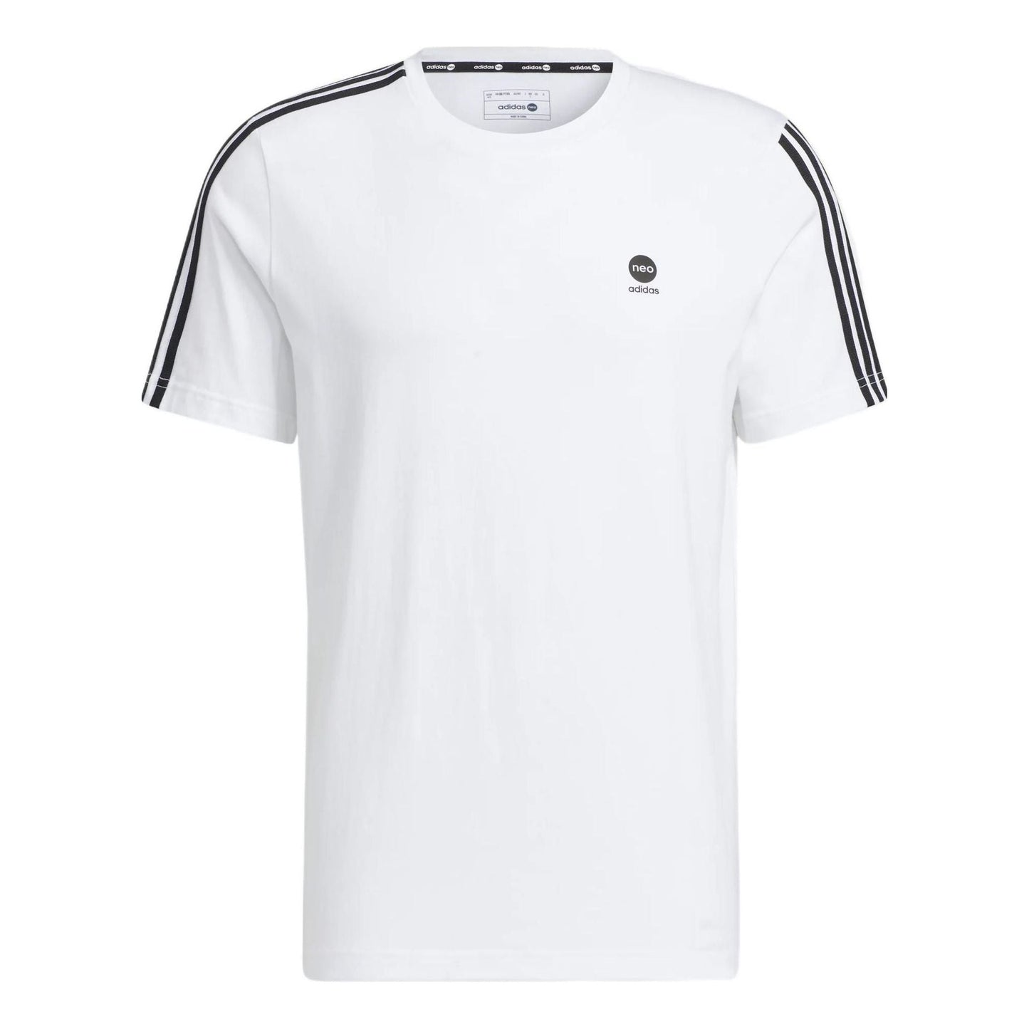 adidas neo Logo Printing Round Neck Sports Short Sleeve White T-Shirt HN8778