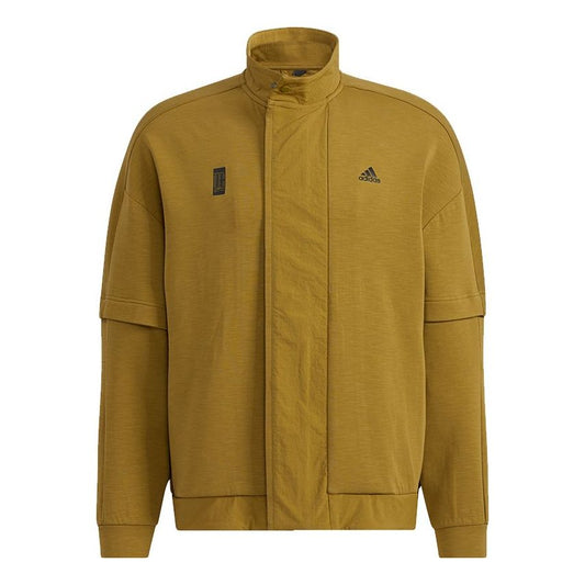 Men's adidas Wj Kn Mid Martial Arts Series Logo Sports Jacket Earthy Yellow H39319