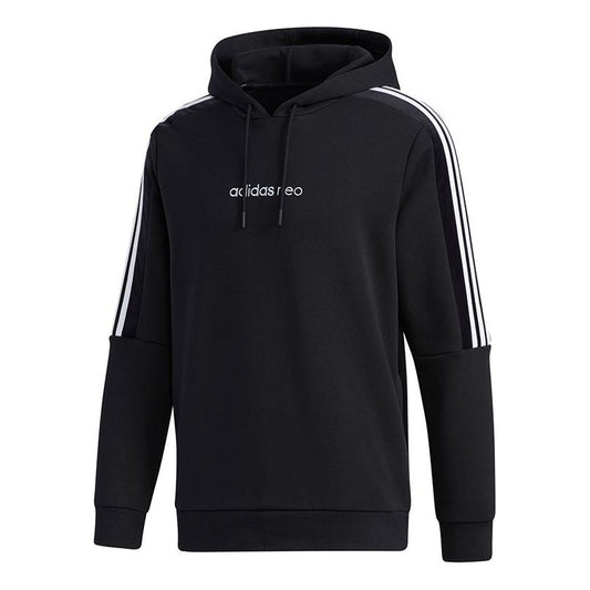 adidas neo M Cs Velour Hdy Sports hooded Long Sleeves Pullover Black GK8766